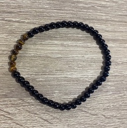 [MI254] Pulsera Obsidiana negra con ojo de Tigre 4 mm